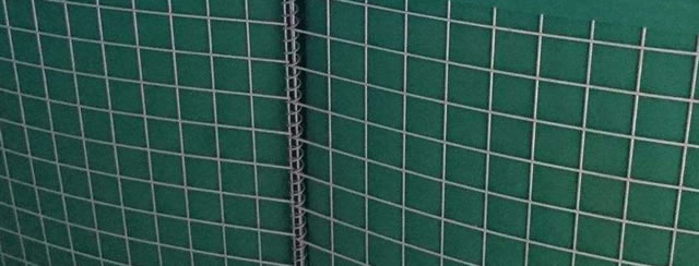 Geo textile lined in gabion baskets for holding filling materials