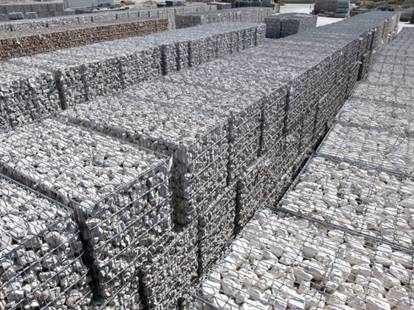 Gabion basket cages for gabion retaining wall, galvanized or galfan coated